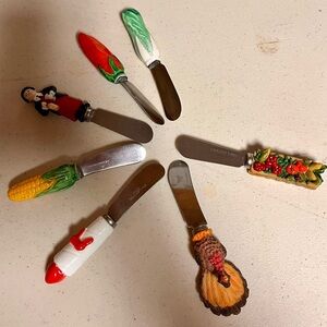 Mitsuboshi Cutlery 7 Cheese Spreaders w Colorful Whimsical Handles VTG MCM Gift